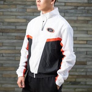 Nike Throwback Woven Jacket  White Black Mens Loose Fit SZ XL